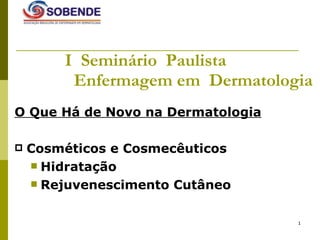 I  Seminário  Paulista    Enfermagem em  Dermatologia ,[object Object],[object Object],[object Object],[object Object]