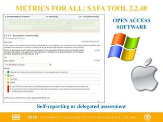 METRICS FOR ALL: SAFA TOOL 2.2.40
OPEN ACCESS
SOFTWARE
Self-reporting or delegated assessment
 