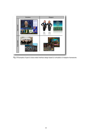 Fig. 8 Examples of open & close ended interface design based on simulation & metaphor-frameworks.




                                                42
 