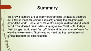 Top Programming Languages of 2020 | PPTX