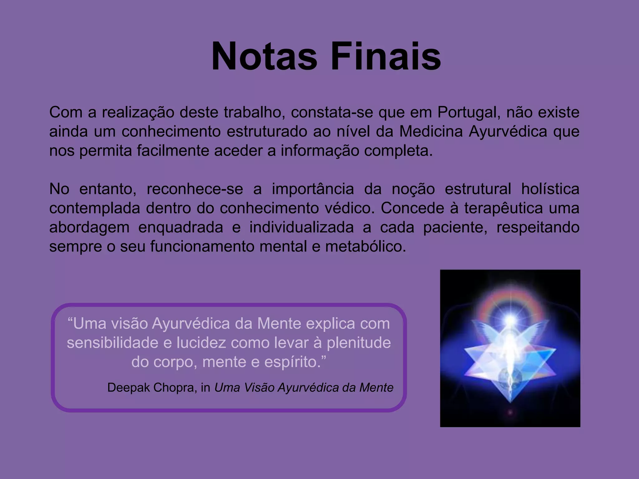 MarmaterapiaEsta terapia ayurvédica consiste na estimulação da energia dos pontos marma atravésde técnicas de compressão com a polpa dos dedos e óleos específicos realizando movimentos circulares de modo abrangente em toda a superfície do marma. Apesar de serem normalmente estimulados pelas técnicas de Abhyanga e Padabhyanga, libertando a acumulação de energia e evitando a estagnação, podem também ser utilizados: Cataplasmas específicos (gengibre ralado, sementes de mostarda, etc)Cromoterapia Pedras quentes ou frias Aplicação de ventosas Reiki Yoga - a realização dos ásanas ajudam a descongestionar os nadis, trabalhando todas as estruturas corporais onde assenta a superfície dos marmas.