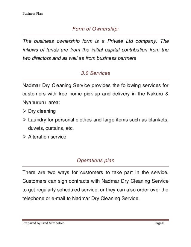 business plan on laundry and dry cleaning services