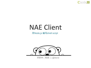 NAE Client
用Node.js 编写shell script




    郑新林（剪巽）| @literal
 
