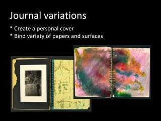 Journal variations
* Create a personal cover
* Bind variety of papers and surfaces
 