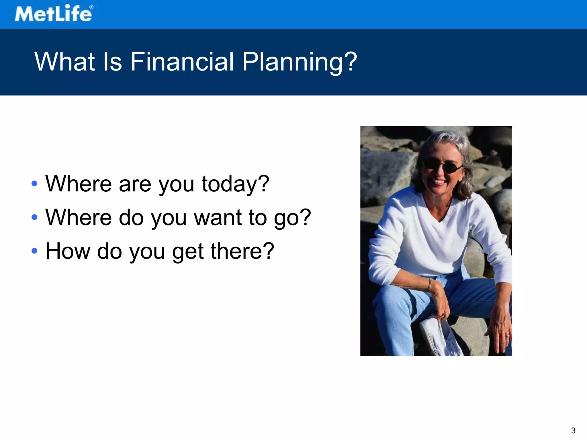 Where are you today? Where do you want to go? How do you get there? What Is Financial Planning? 