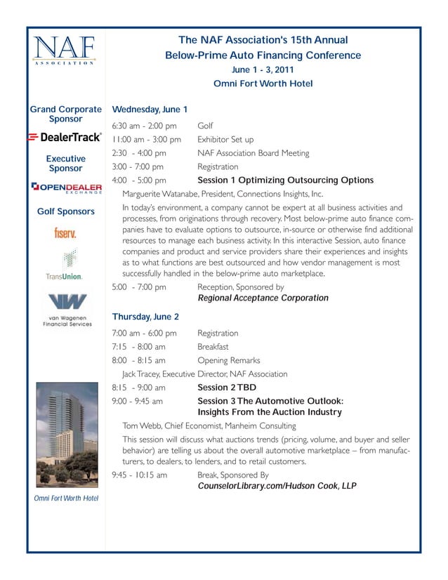 NAF Conference Schedule PDF