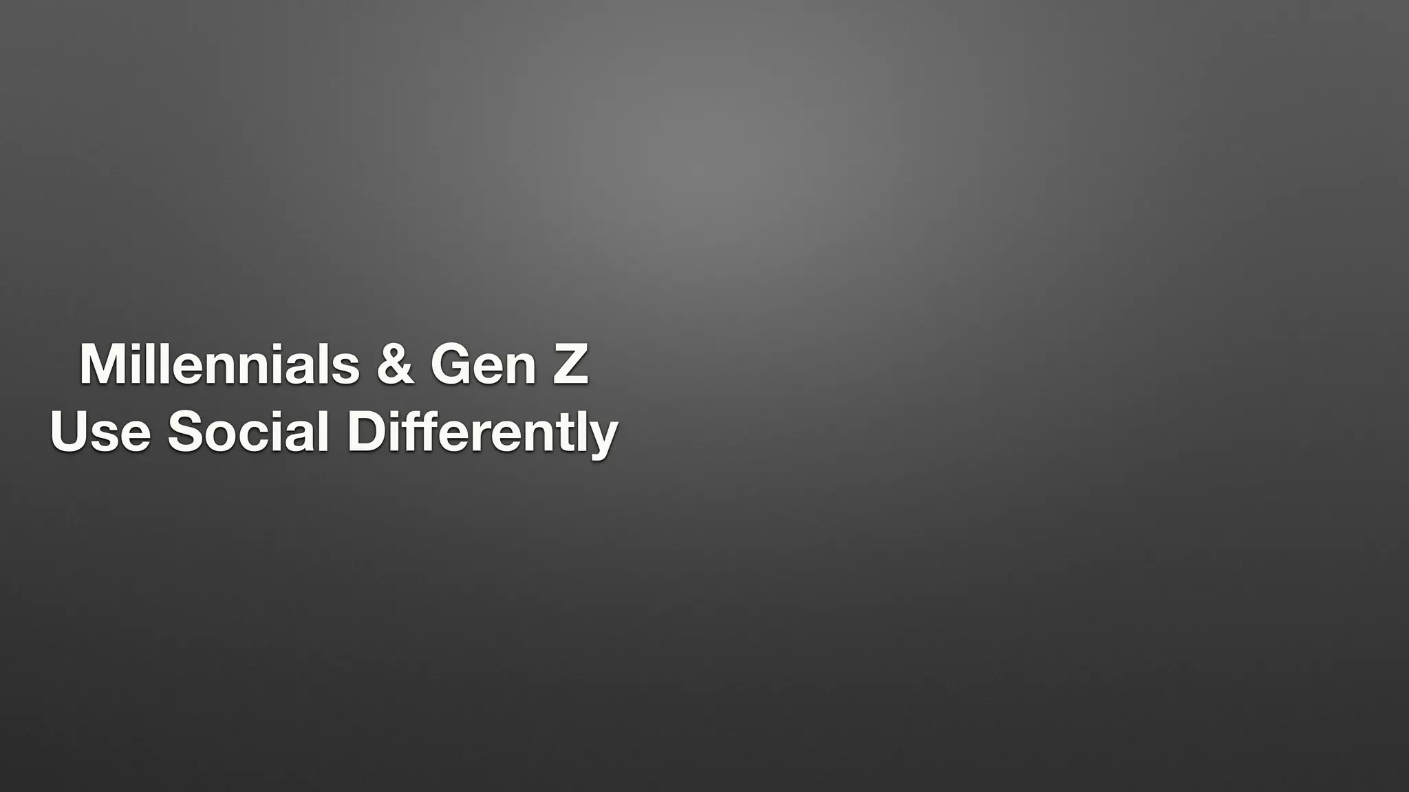 Millennials & Gen Z
Use Social Differently