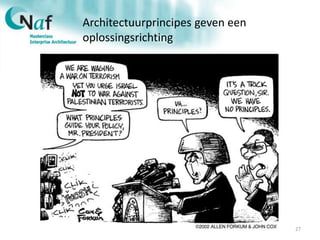 27
Architectuurprincipes geven een
oplossingsrichting
 