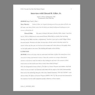 The Nevada Test Site Project:  Finding Treasures in Firsthand Historical Accounts