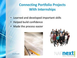 #nafnext
Connecting Portfolio Projects
With Internships
• Learned and developed important skills
• Helped build confidence
• Made the process easier
 