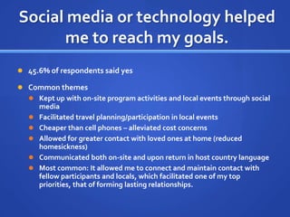 Social media or technology helped
      me to reach my goals.
 “i was focused more on actually being in rome, rather than...