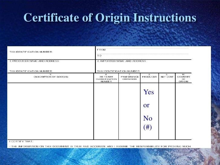Nafta Certificate of Origin
