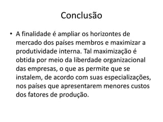 Etapas e avançosEm 1995 foi instalada a zona de livre comércio entre os países membrosEm julho de 1999 estabeleceu-se um plano de uniformização de taxas de juros, índice de déficit e taxas de inflação. Existem planos para no futuro existir a adoção de uma moeda única