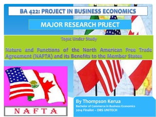 By Thompson Kerua 
Bachelor of Commerce in Business Economics 
2014 Finalist – DBS UNITECH 
 