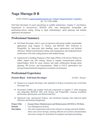 D B Naga Muruga MEAN Stack Developer Resume | PDF