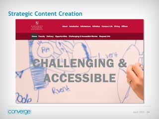 April 2015 - 24
Strategic Content Creation
 