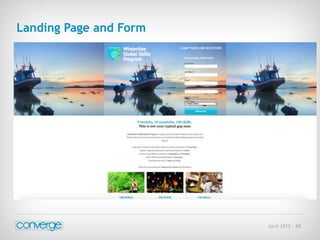 April 2015 - 45
2 or 3 of our best landing page examples
Landing Page and Form
 