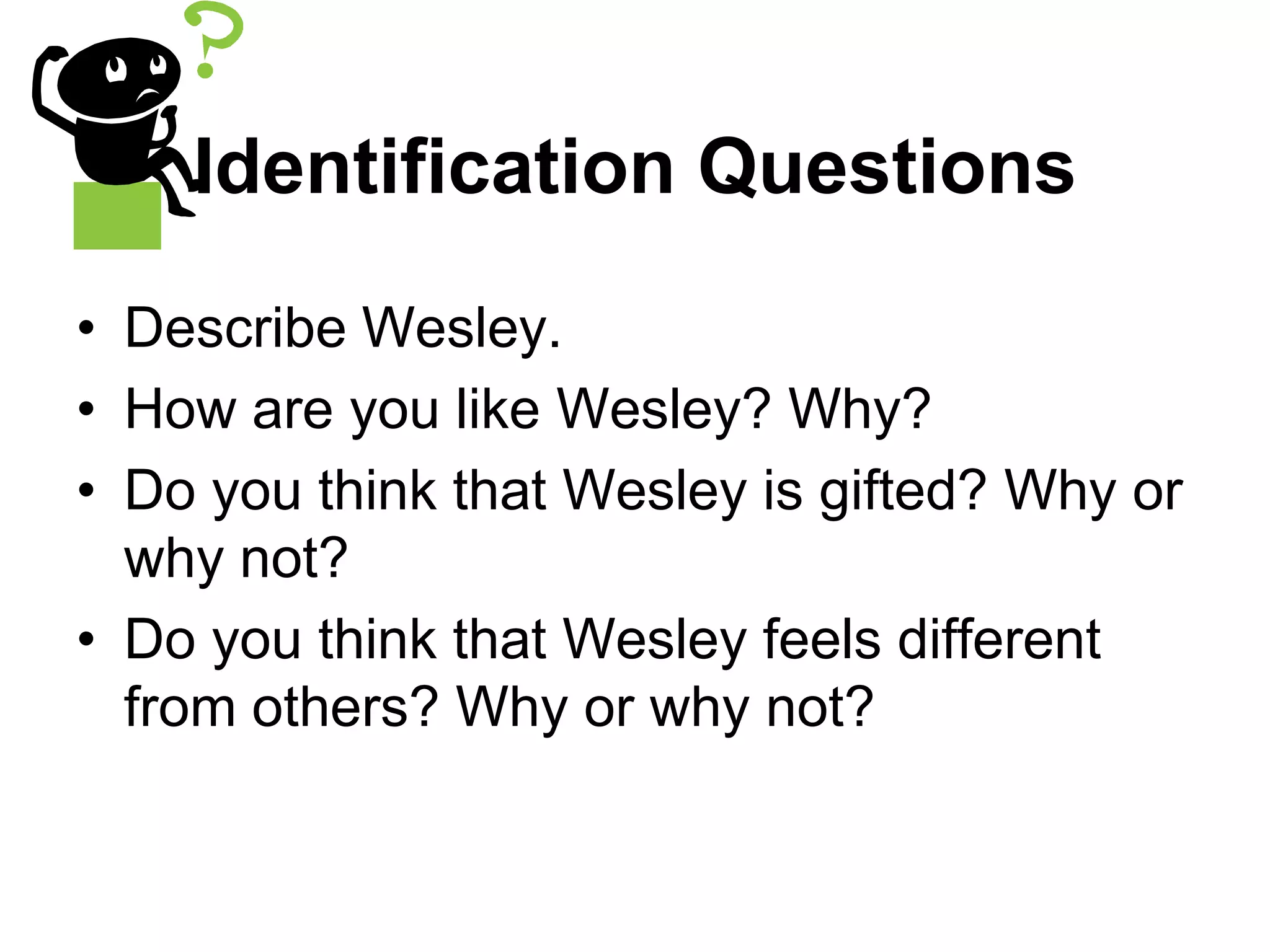 Areas for UsingBibliotherapyAcademic achievementAssertivenessAttitude changeBehavioral changeFear reductionSelf-conceptSelf-development