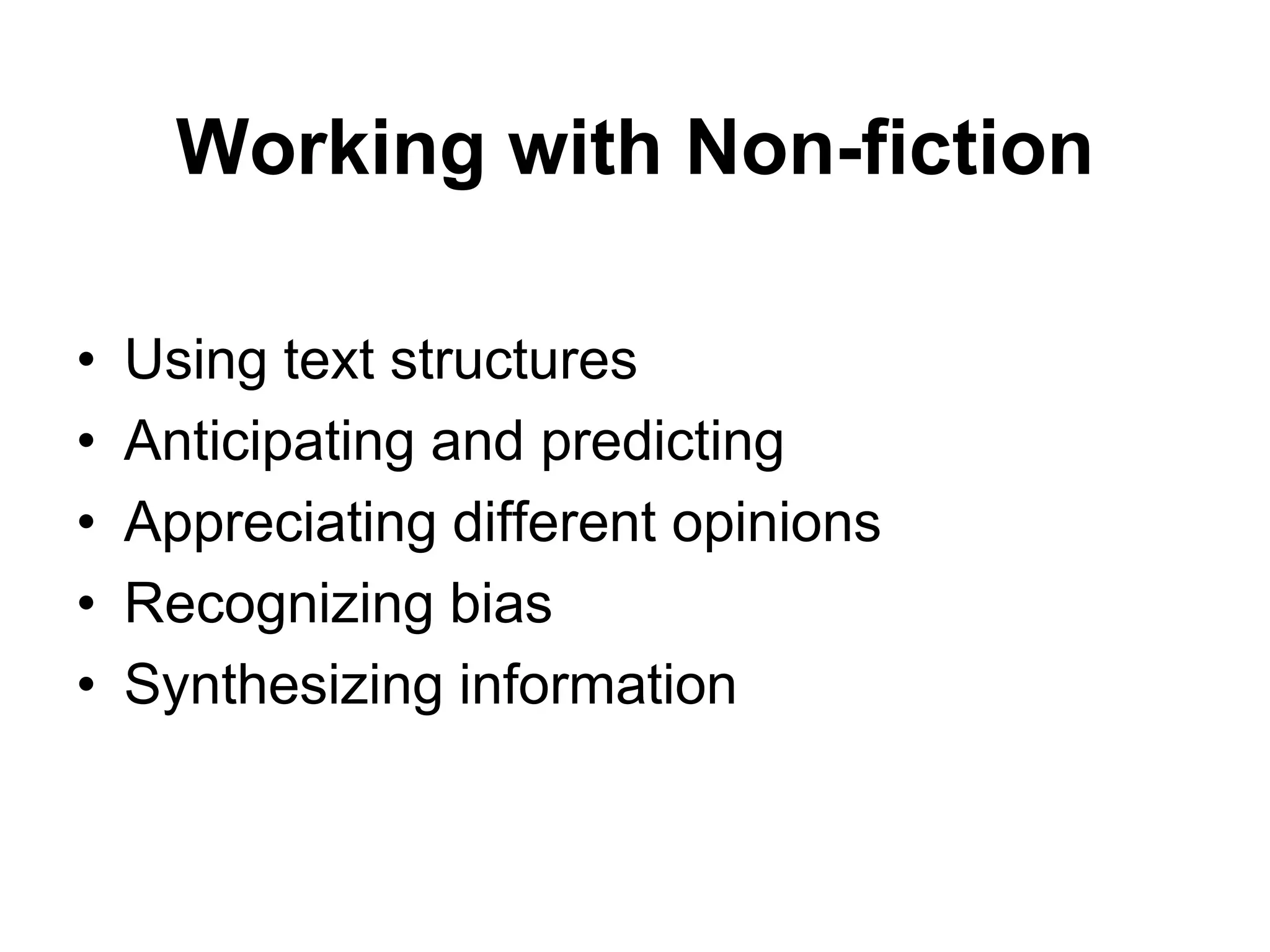 Your Turn: Informational Text Design Features Read Never Smile at a Monkey.Review the design feature(s) assigned to your group.Be prepared to share your information and how you would use it in a book talk.
