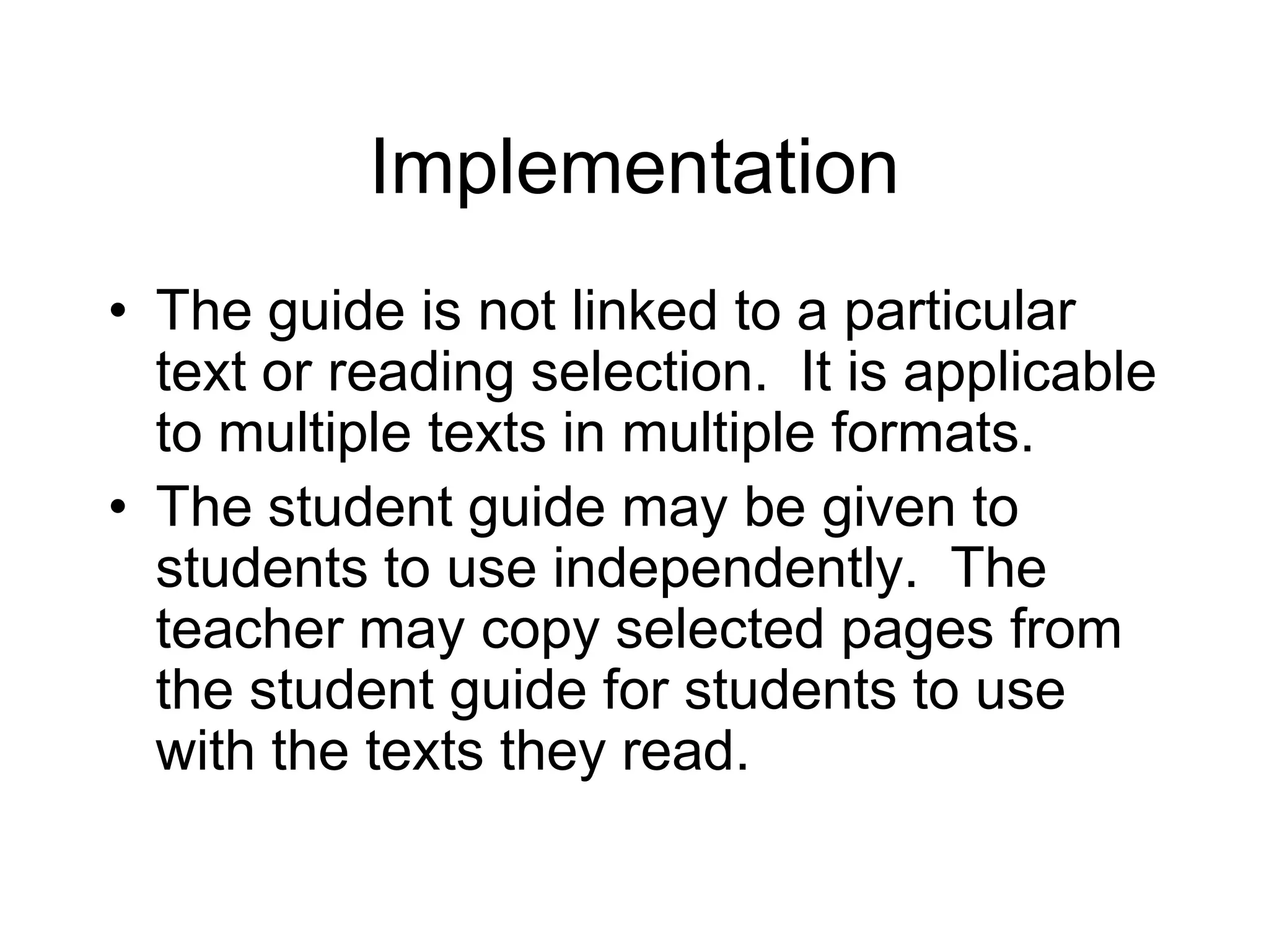 Exploring Nonfiction:  Questions and Organizers to Guide Reading and Understanding of Nonfiction Texts	- Teacher Guide	- Student Guide
