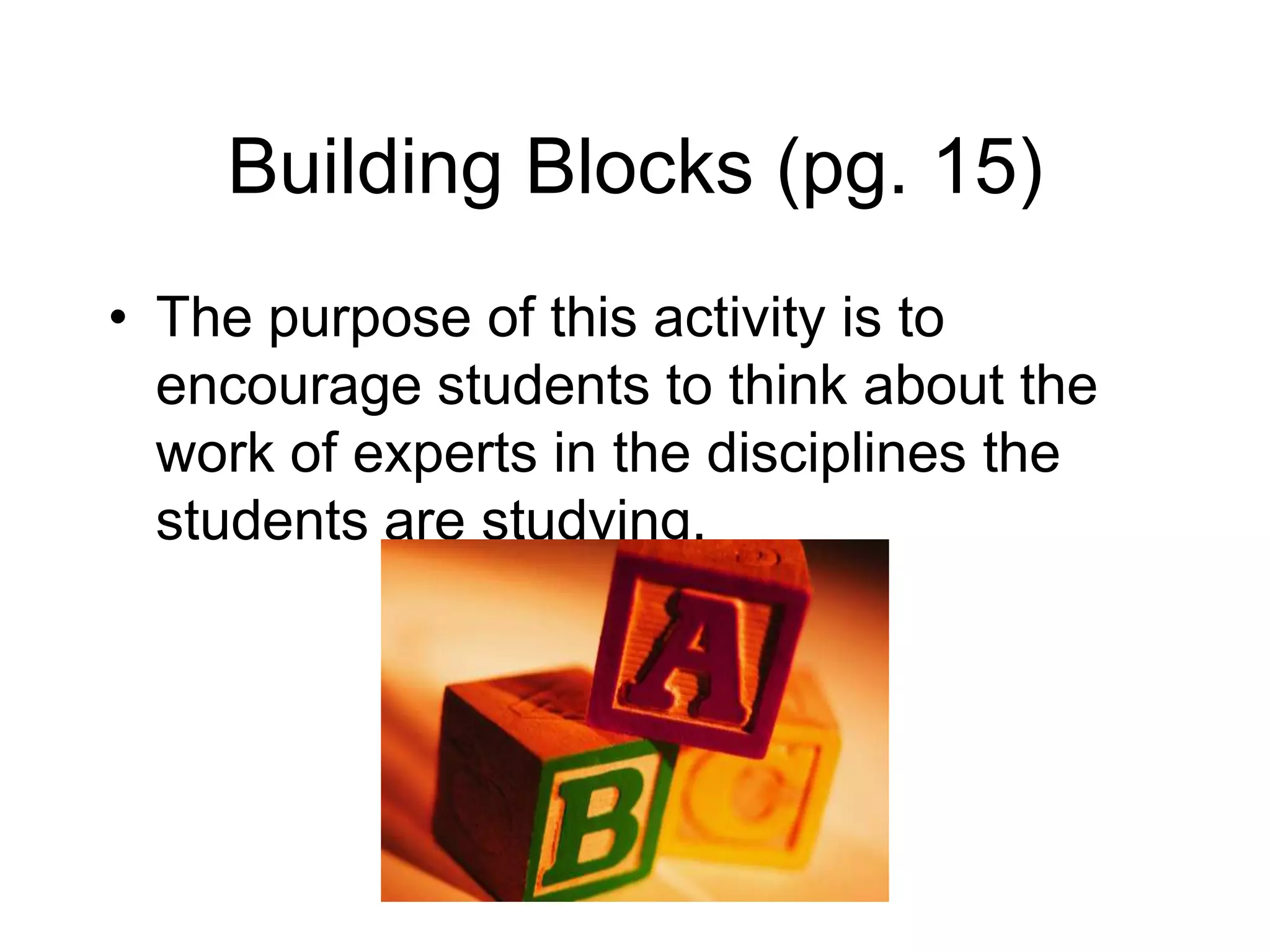 Review and Go Beyond Section (pg. 12)The purpose of this section is to encourage students to return to their original plans for reading and use that as a basis for reviewing what they have learned and thinking of new questions.