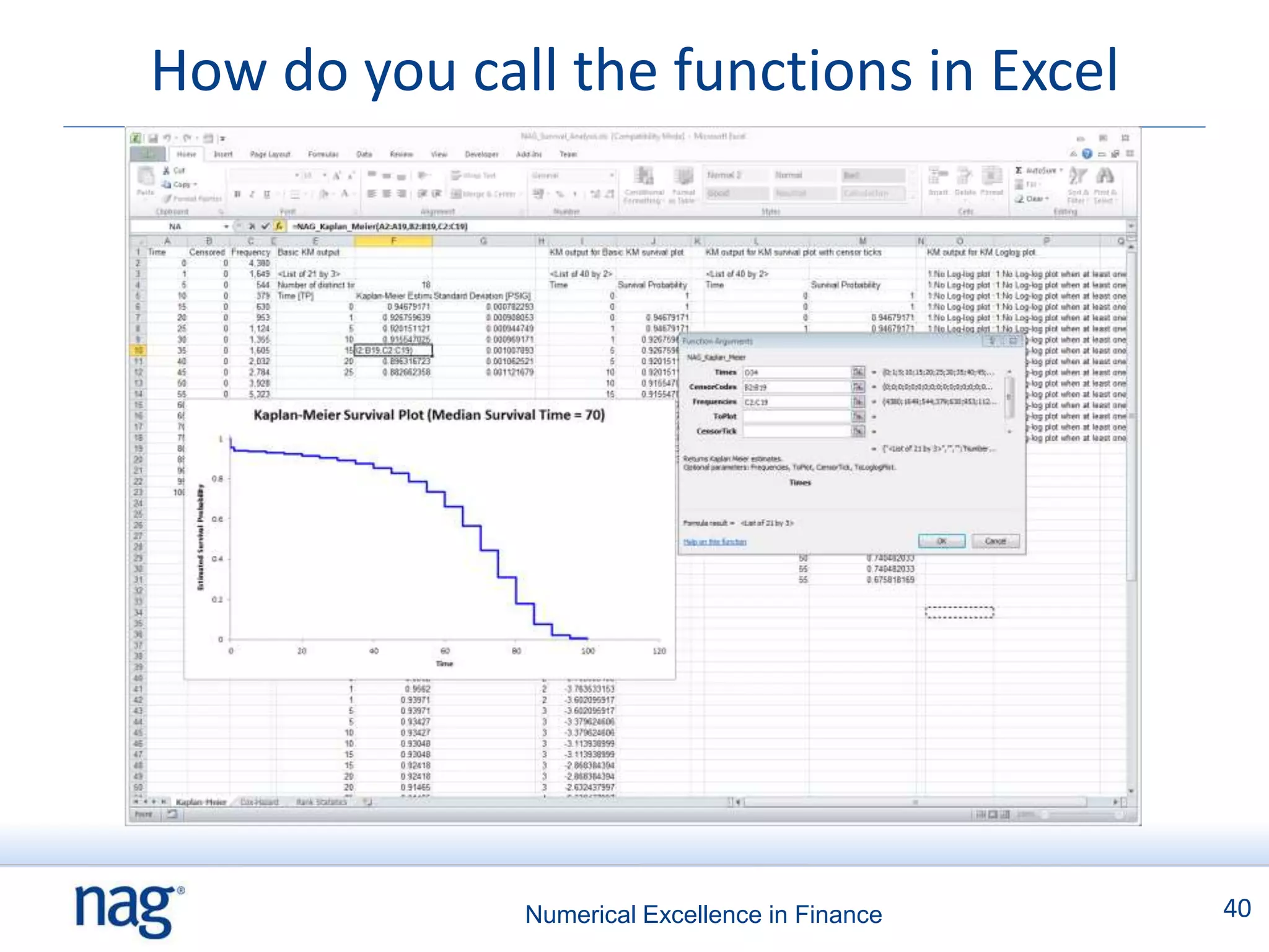 How do you call the functions in Excel




              Numerical Excellence in Finance   40
 
