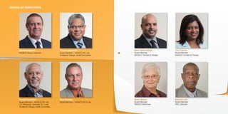 BOARD OF DIRECTORS

Michael Bishop

NAGICO Group Chairman

Francis Bowman

Board Member – NAGICO NV, Life,
Trinidad & Tobago, Audit Committee

Mark Teelucksingh
Board Member
NAGICO Trinidad & Tobago

Lisa Fulchan
Board Member
NAGICO Trinidad & Tobago

15

Ronald Knowles

Board Member – NAGICO NV, Life,
Ltd, Bahamas, Grenada, St. Lucia,
Trinidad & Tobago, Audit Committee

Ron Verhaar

Board Member – NAGICO NV & Life

Dawn Davies
Board Member
NAGICO Bahamas

Edward Lord
Board Member
NICL Grenada

 