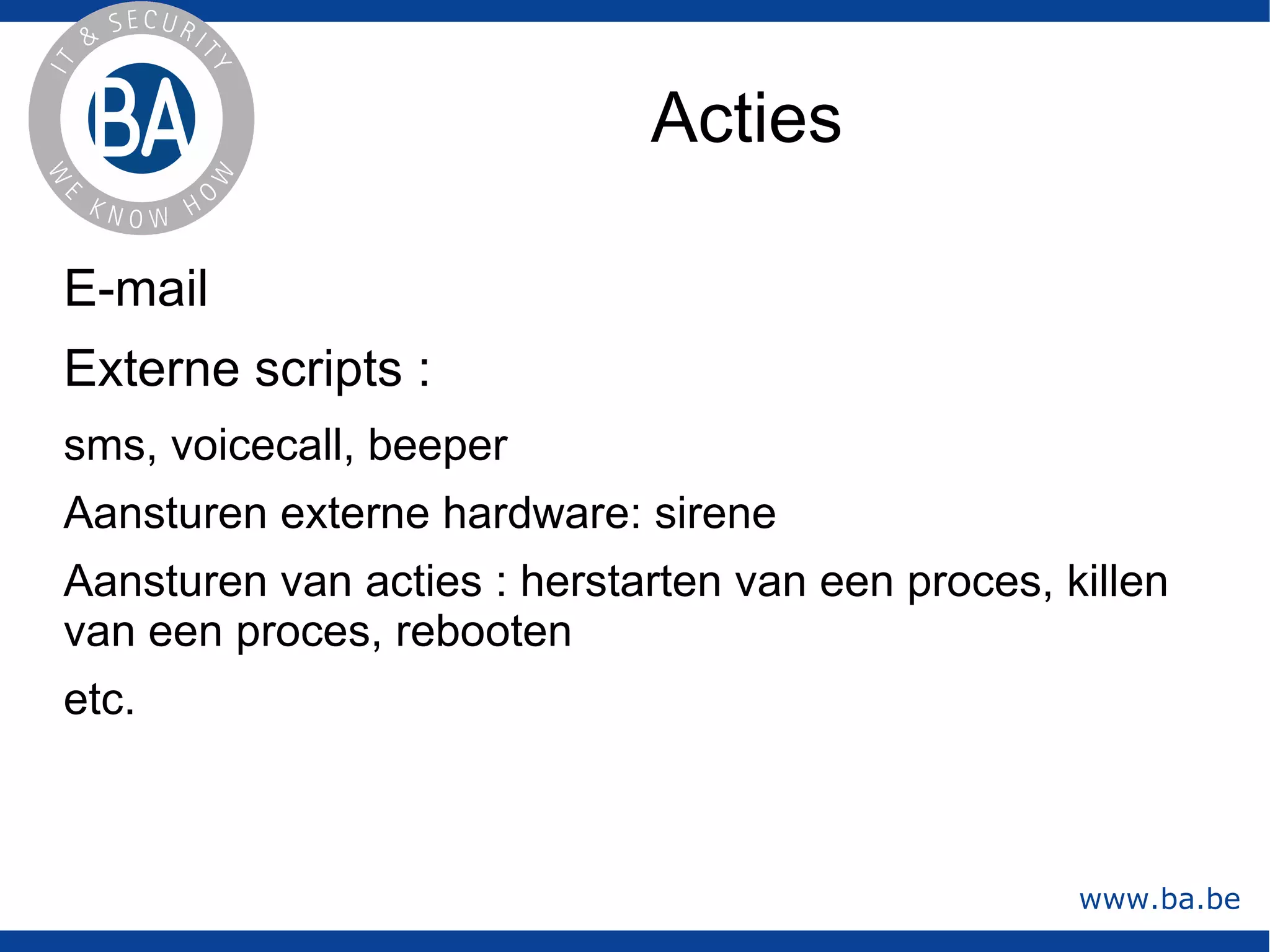 3 -> 3.06 Pre-gecompileerde packages :  debian : apt-cache search nagios ; apt-get install nagios-common  