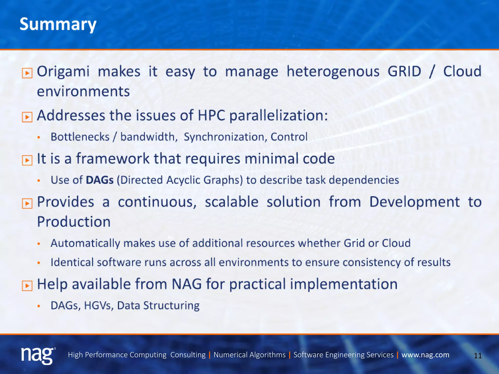 11High Performance Computing Consulting | Numerical Algorithms | Software Engineering Services | www.nag.com
 