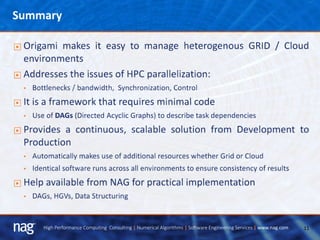 11High Performance Computing Consulting | Numerical Algorithms | Software Engineering Services | www.nag.com
 