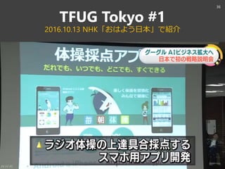 TFUG Tokyo #1
2016.10.13 NHK「おはよう日本」で紹介
36
 