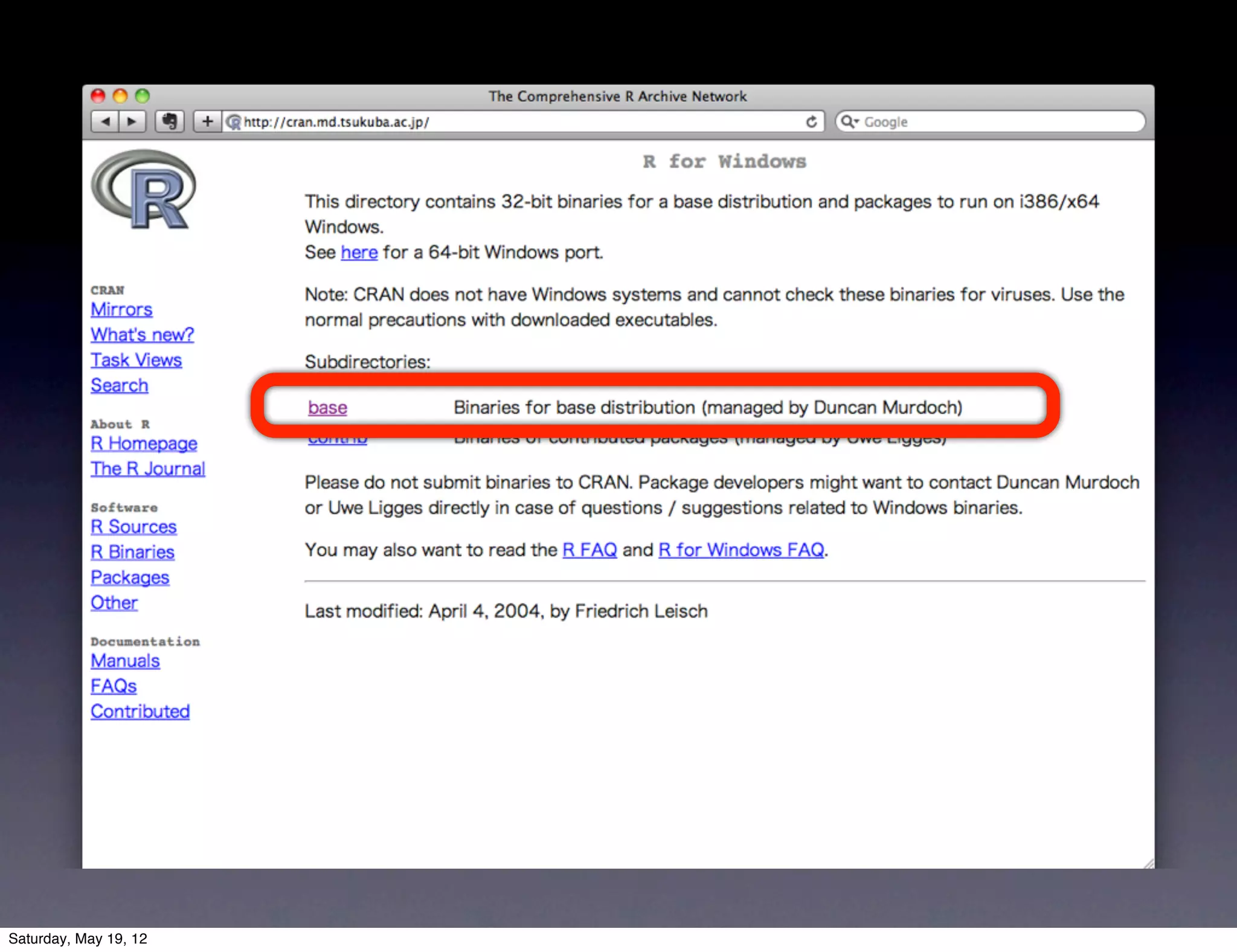 Saturday, May 19, 12
 