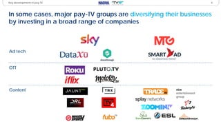 4
In some cases, major pay-TV groups are diversifying their businesses
by investing in a broad range of companies
Key deve...