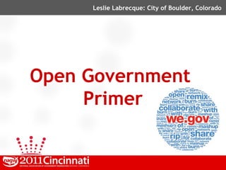 Leslie Labrecque: City of Boulder, Colorado




Open Government
     Primer
 