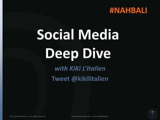 Social Media
Deep Dive
with KiKi L’Italien
Tweet @kikilitalien
© Amplified Growth, Inc. All rights reserved. Social Media Deep Dive - Twitter @kikilitalien
#NAHBALI
 