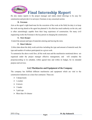 Nahom final internship report | PDF