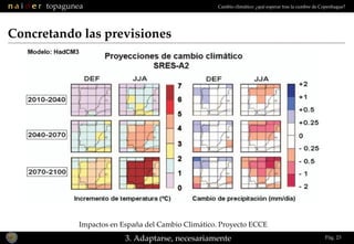 Impactos en España del Cambio Climático. Proyecto ECCE Concretando las previsiones 3. Adaptarse, necesariamente Pág.  