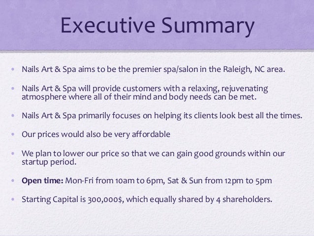 spa business planning