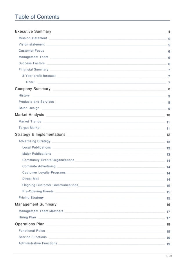 Nail salon business plan example PDF