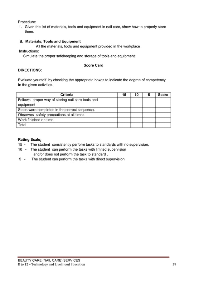 Nail Care Learning Module K-12