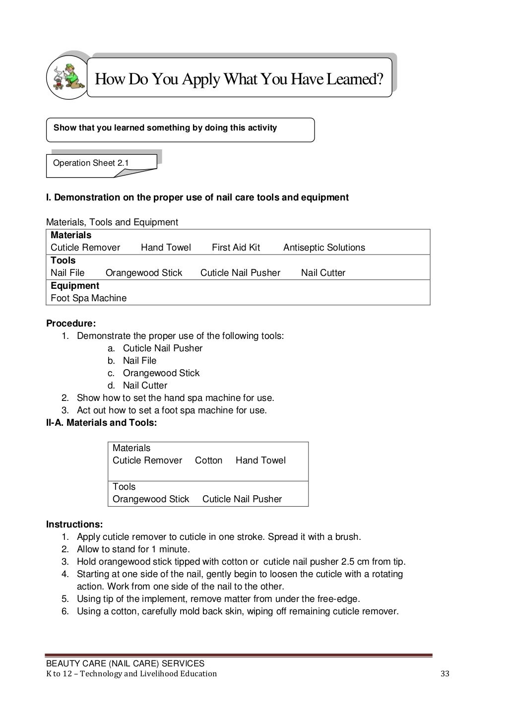 Nail Care Learning Module K12