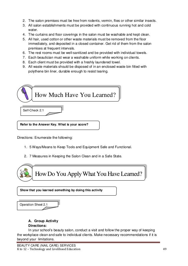 Nail Care Learning Module K 12