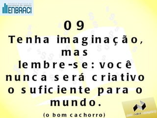 09 Tenha imaginação, mas lembre-se: você nunca será criativo o suficiente para o mundo. (o bom cachorro)   