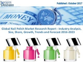 Published : October 2017
Global Nail Polish Market Research Report - Industry Analysis,
Size, Share, Growth, Trends and Forecast 2016-2023
 