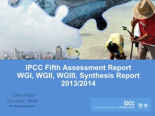IPCC AR5 Synthesis Report
IPCC Fifth Assessment Report
WGI, WGII, WGIII, Synthesis Report
2013/2014
Chris Field
Co-chair, WGII
 