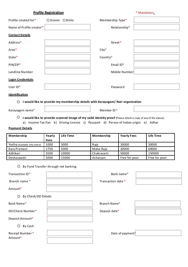 NairShree Matrimonial Profile Registration Form Ver 2.0