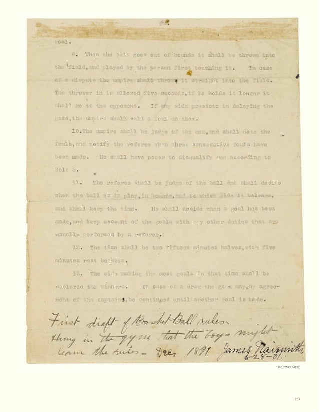James Naismith's Founding Rules of Basketball
