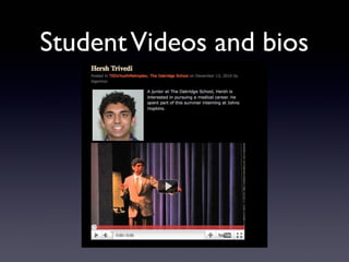 Student Videos and bios
 
