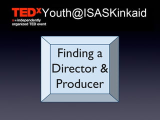 Finding a
Director &
Producer
 