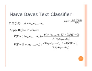 Naive Bayesian Text Classifier Event Models | PPT